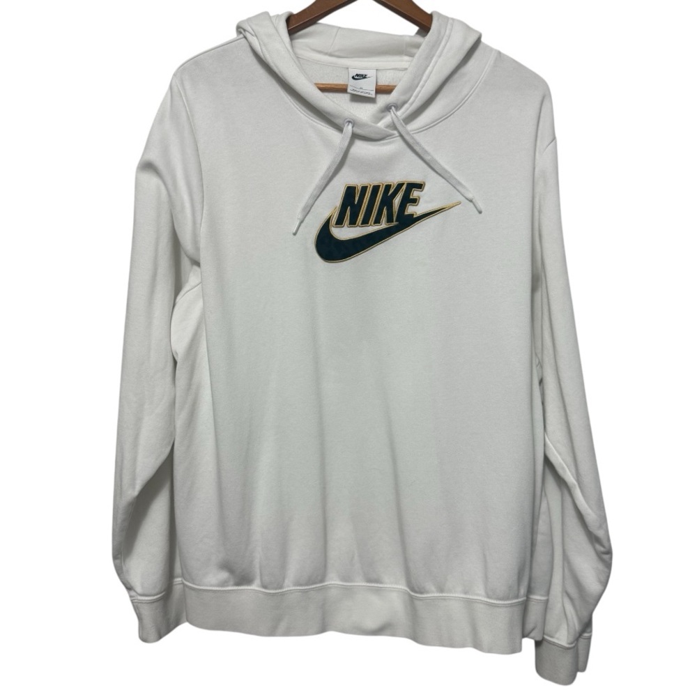 Nike Spellout Swoosh White Hoodie Cotton Blend Sweatshirt Women’s 2X Pullover